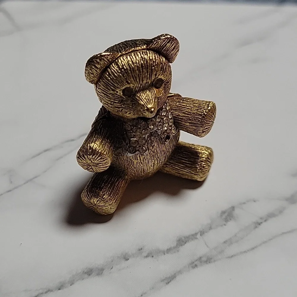 Antique Gold Metal Bear Perfume Holder